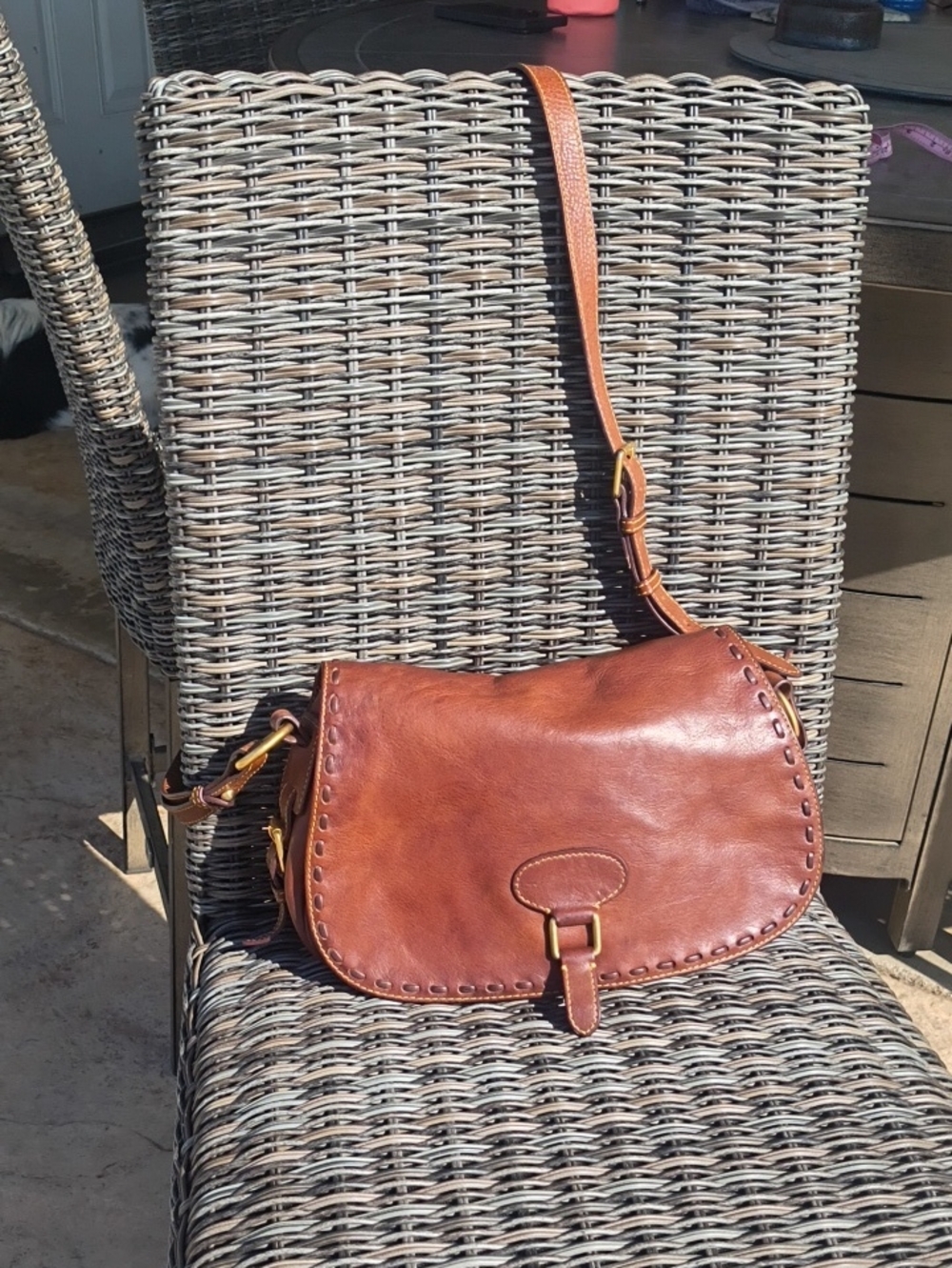Dooney & Bourke Brown Leather Crossbody Saddle Bag